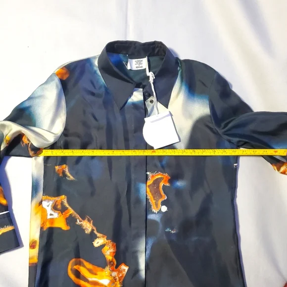 NWT $1950 Chloe Geode Print Twill Patterned Classic Silk Button Blouse Sz 40 (8) - Picture 13 of 16